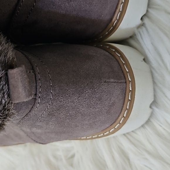 a.n.a Andes Brown Faux fur and Faux Suede Lace Up Rounded Toe Boots - Picture 9 of 14